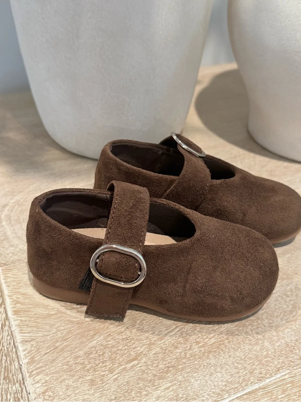 Kids Brown Suede Mary Jane Shoes
